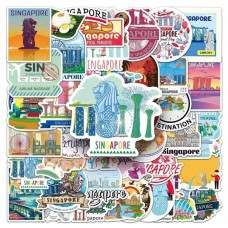 Set 50 Stickers Viajeros Singapore Asia Países Culturas